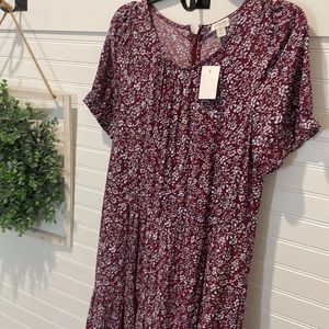 J. CREW Warm Burgundy Blue Breez Dress. Medium
